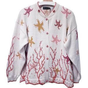 NWT CHRISTINE FOLEY San Francisco Coral Reef Handmade Knit Sweater Beaded Size 2